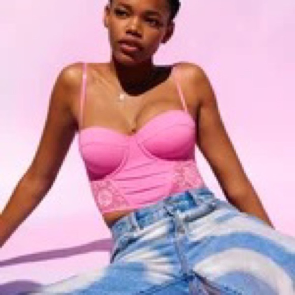Glassons Pink Lace Up Corset Top